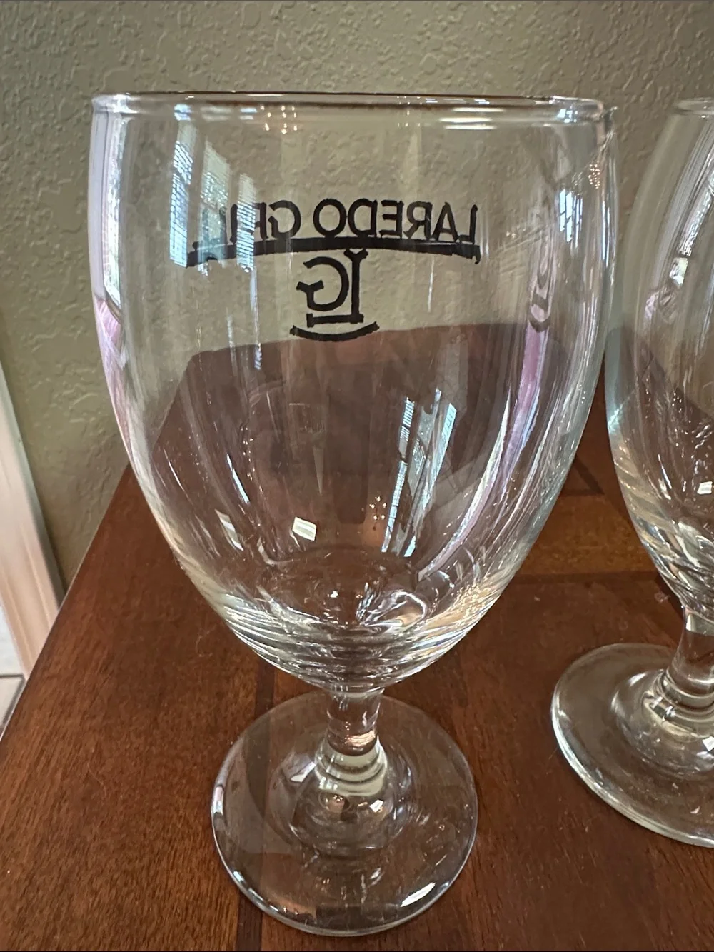 Vintage Laredo Grill Tex-Mex Restaurant Logo Wine/Beer Goblet Glasses - Set of 2